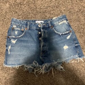 Button Jean Shorts